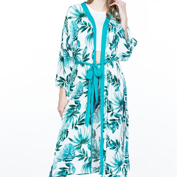 PALM PRINT MAXI ROBE - Picture 4 of 6
